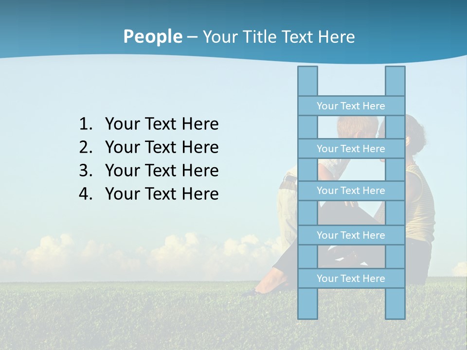 A Woman And A Child Are Sitting On The Grass PowerPoint Template