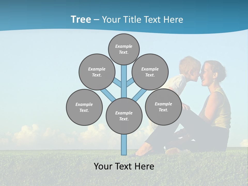 A Woman And A Child Are Sitting On The Grass PowerPoint Template