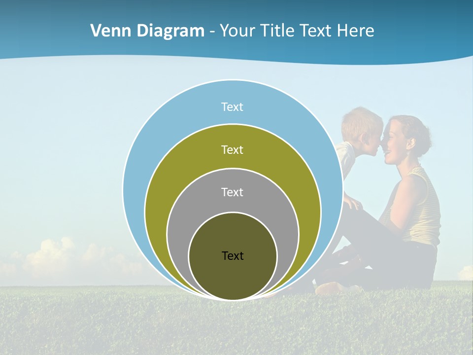 A Woman And A Child Are Sitting On The Grass PowerPoint Template