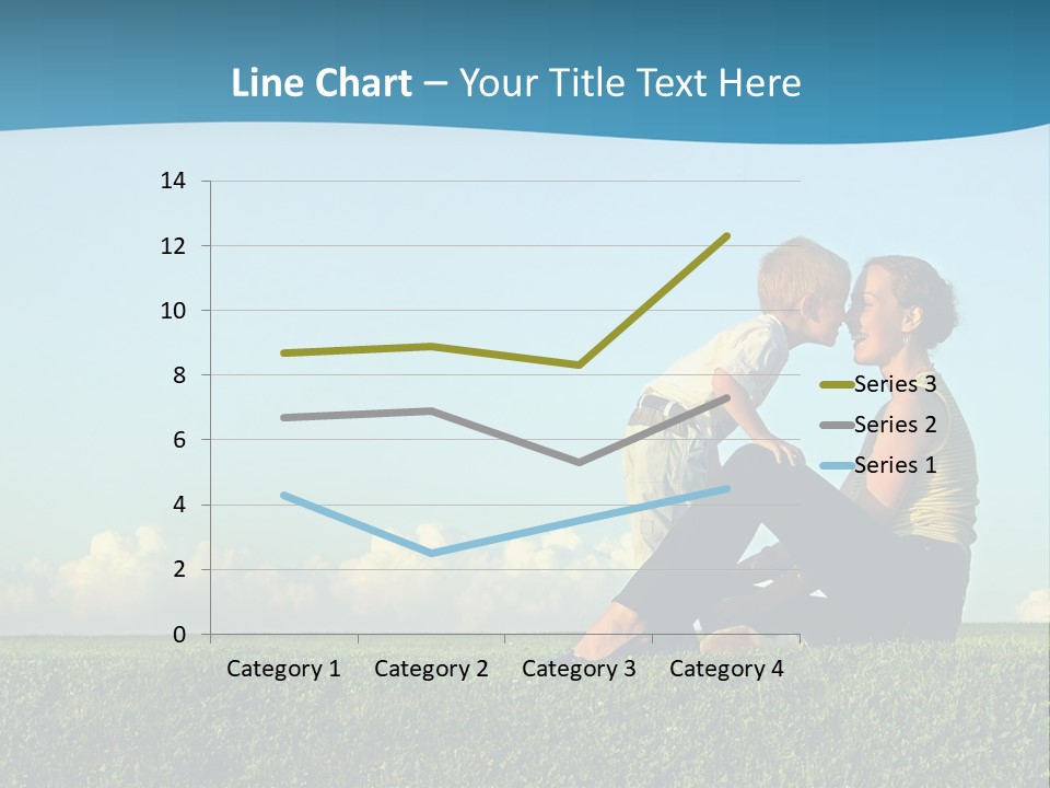 A Woman And A Child Are Sitting On The Grass PowerPoint Template