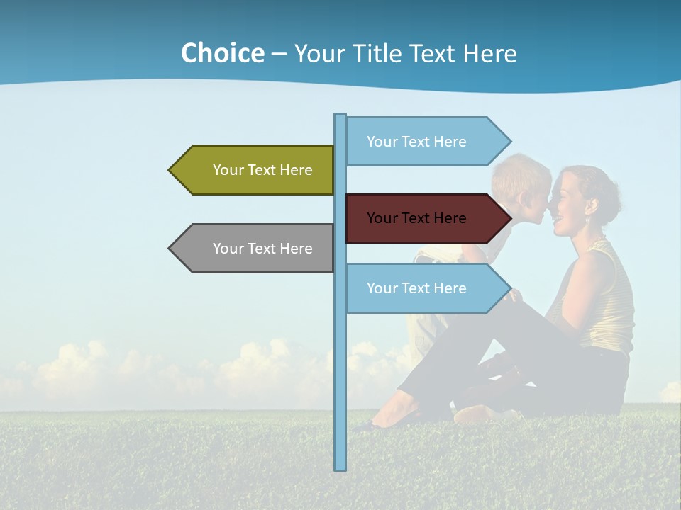 A Woman And A Child Are Sitting On The Grass PowerPoint Template