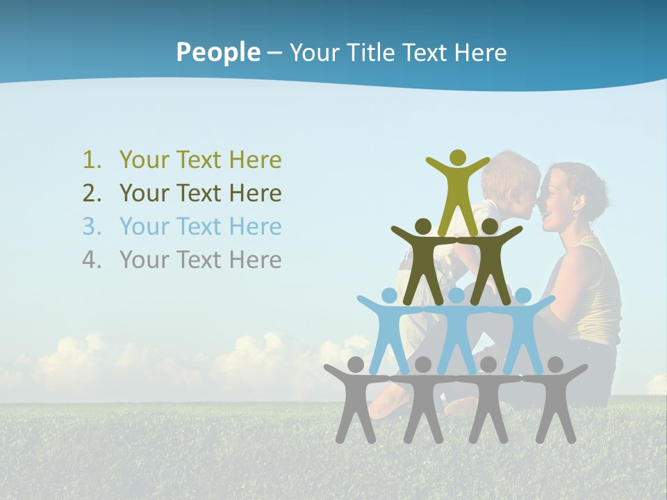 A Woman And A Child Are Sitting On The Grass PowerPoint Template