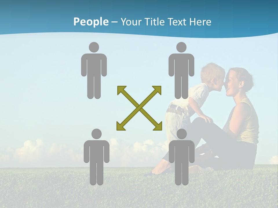 A Woman And A Child Are Sitting On The Grass PowerPoint Template