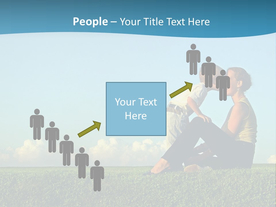 A Woman And A Child Are Sitting On The Grass PowerPoint Template