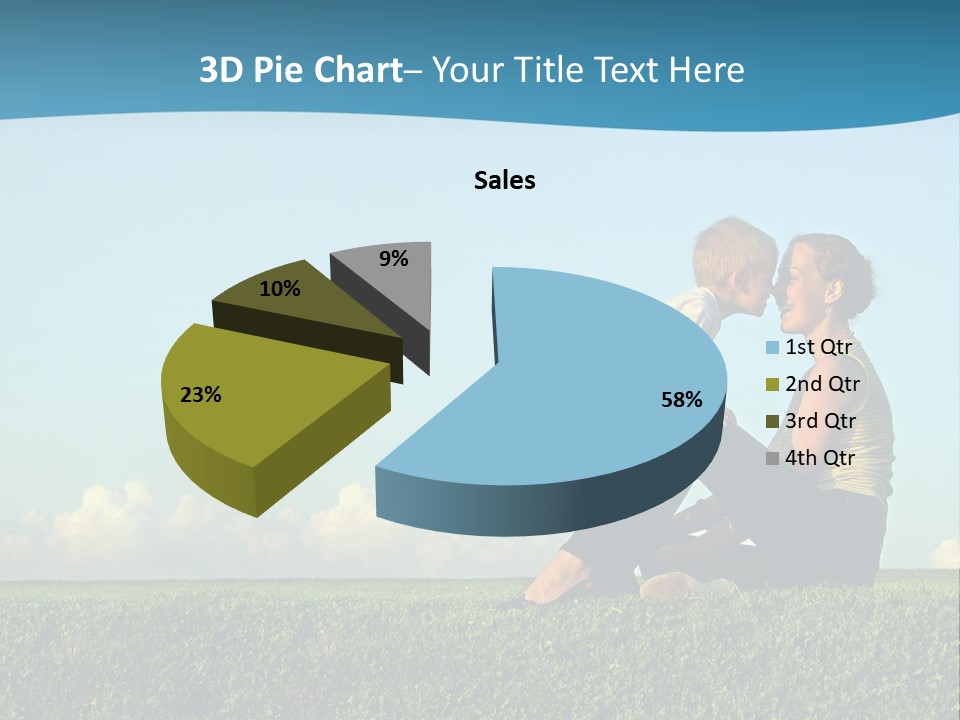 A Woman And A Child Are Sitting On The Grass PowerPoint Template
