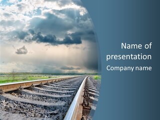 A Train Track With A Sky In The Background PowerPoint Template
