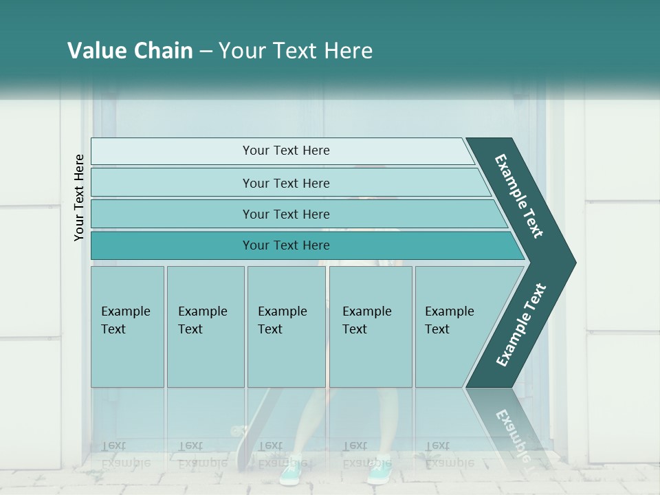 A Woman Holding A Skateboard In Front Of A Blue Door PowerPoint Template