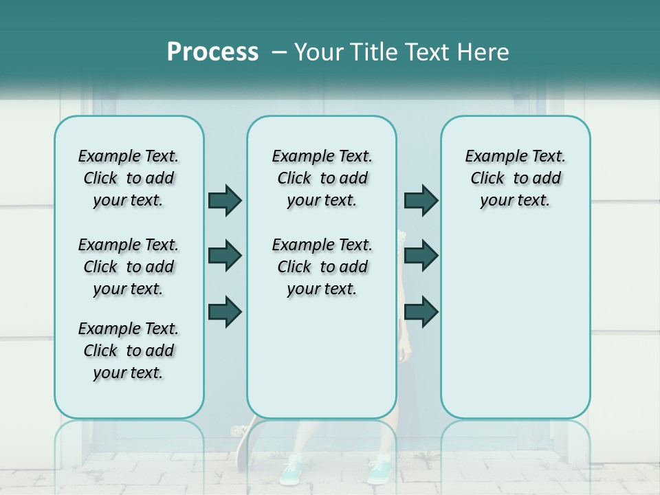 A Woman Holding A Skateboard In Front Of A Blue Door PowerPoint Template