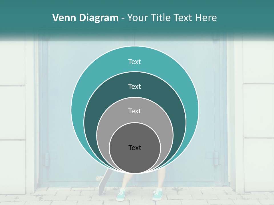 A Woman Holding A Skateboard In Front Of A Blue Door PowerPoint Template