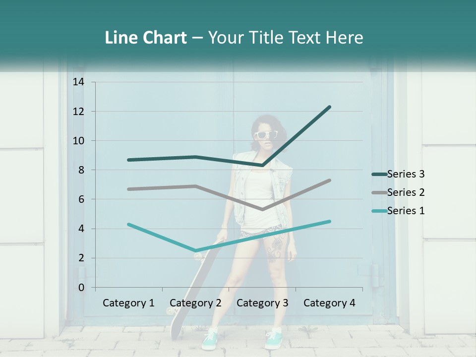 A Woman Holding A Skateboard In Front Of A Blue Door PowerPoint Template