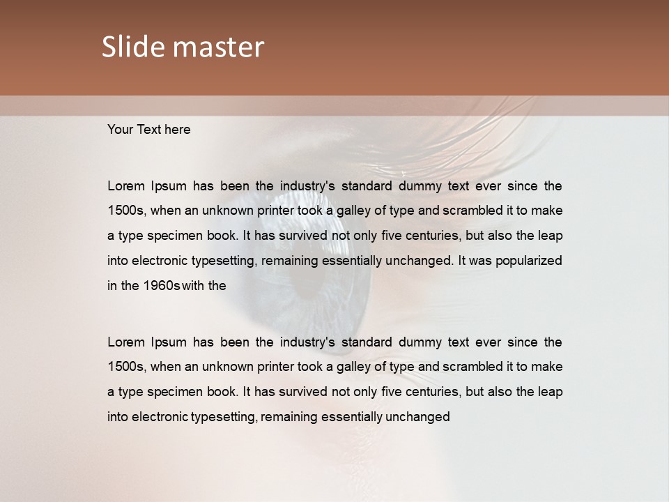 A Close Up Of A Blue Eye With A Brown Background PowerPoint Template