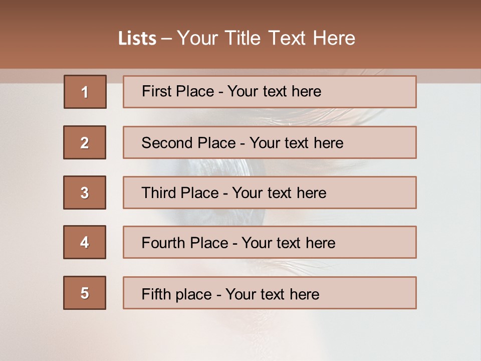 A Close Up Of A Blue Eye With A Brown Background PowerPoint Template