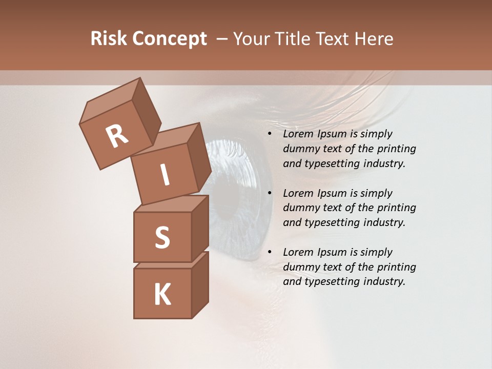 A Close Up Of A Blue Eye With A Brown Background PowerPoint Template