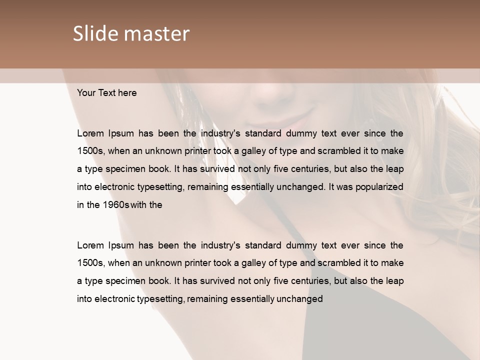 A Woman In A Black Dress Posing For A Picture PowerPoint Template