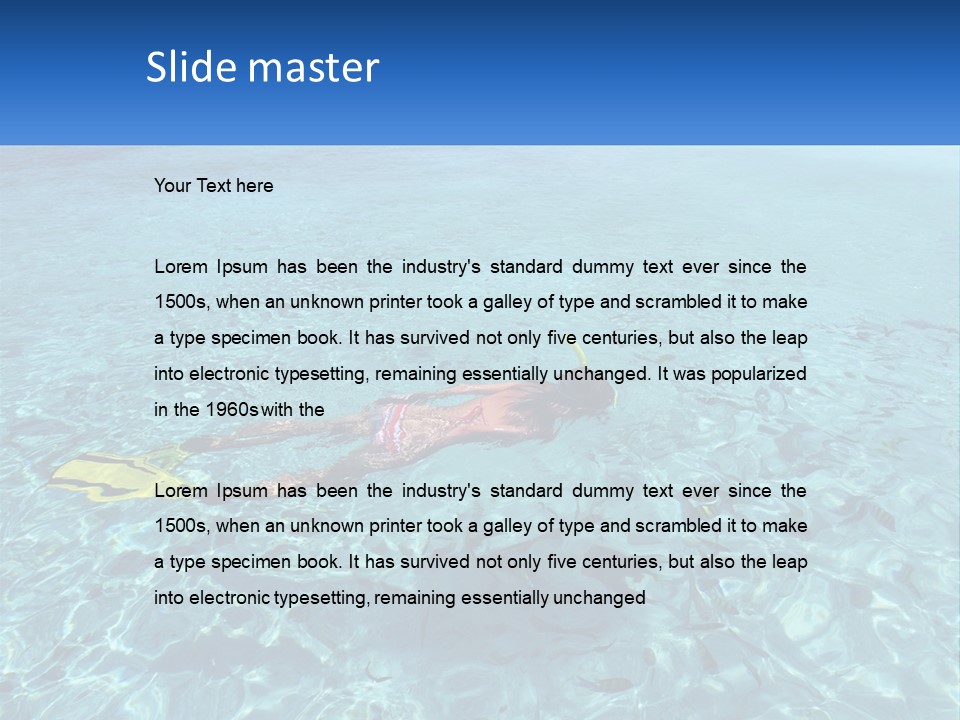 A Woman Swimming In The Ocean With A Snorkel PowerPoint Template