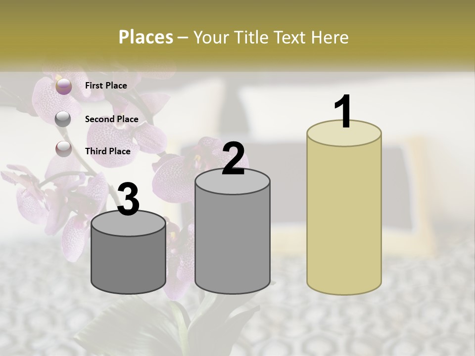 A Vase With Purple Flowers On A Bed PowerPoint Template