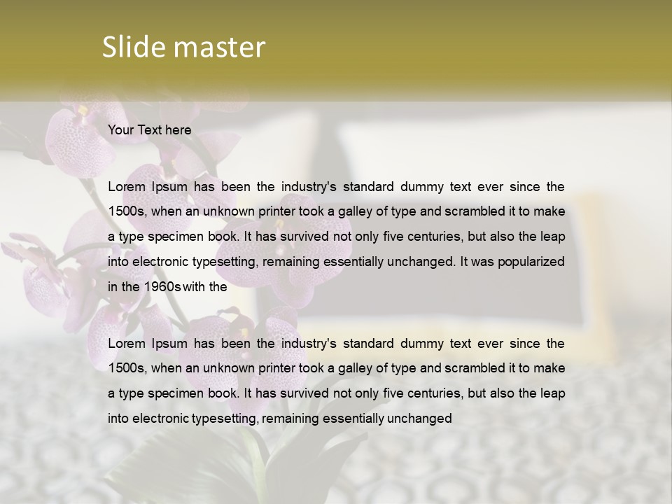 A Vase With Purple Flowers On A Bed PowerPoint Template