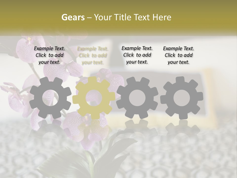 A Vase With Purple Flowers On A Bed PowerPoint Template