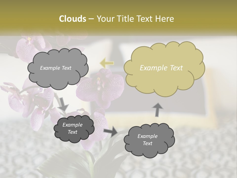 A Vase With Purple Flowers On A Bed PowerPoint Template