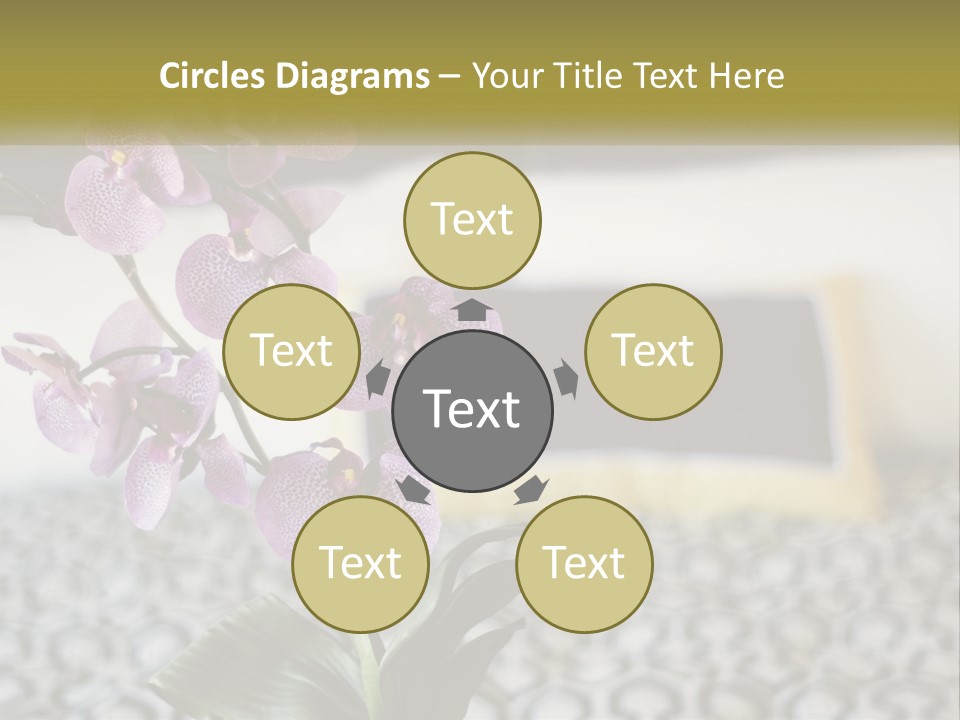 A Vase With Purple Flowers On A Bed PowerPoint Template