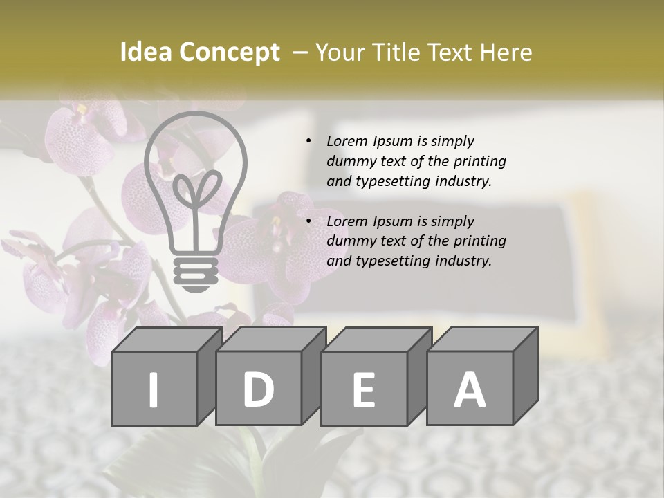 A Vase With Purple Flowers On A Bed PowerPoint Template