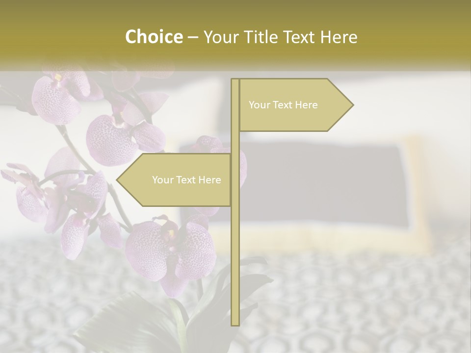 A Vase With Purple Flowers On A Bed PowerPoint Template