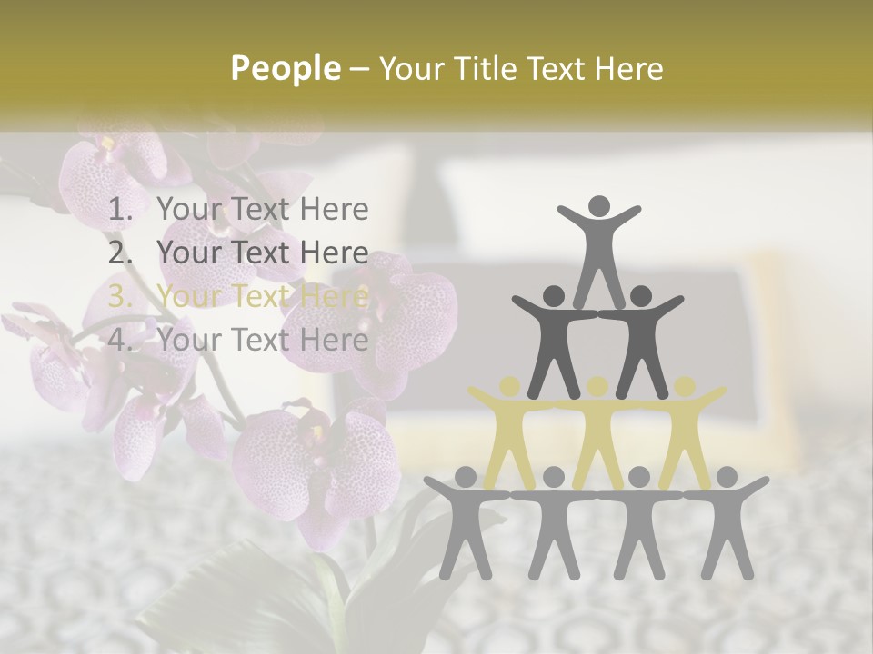 A Vase With Purple Flowers On A Bed PowerPoint Template