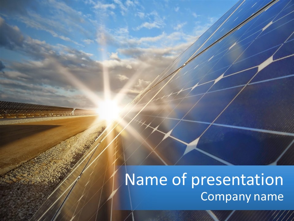 A Solar Panel With The Sun Shining Through It PowerPoint Template