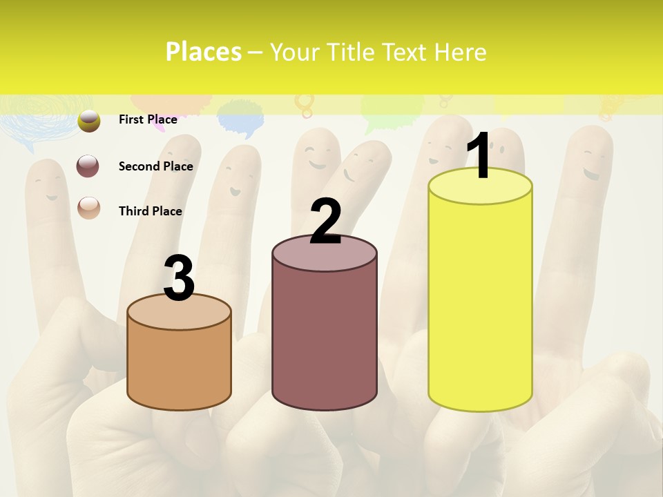 A Group Of Fingers With Faces Drawn On Them PowerPoint Template
