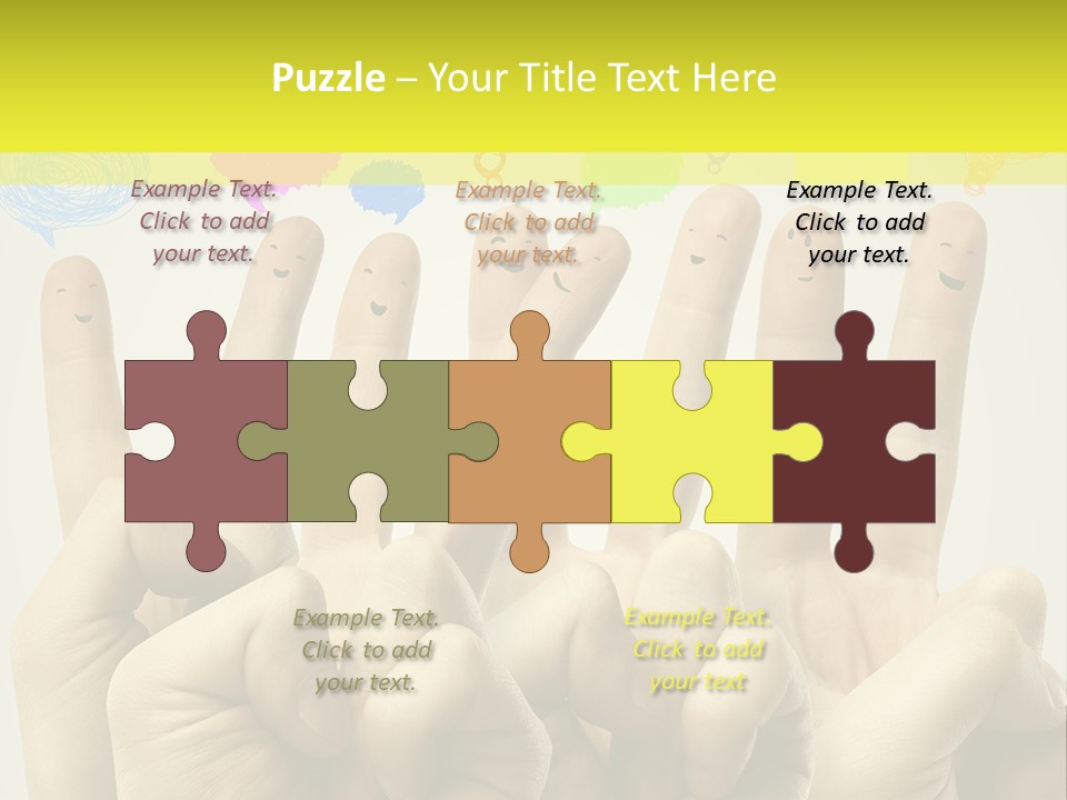 A Group Of Fingers With Faces Drawn On Them PowerPoint Template