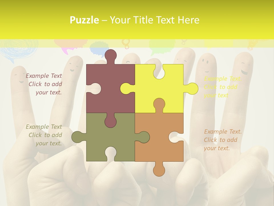 A Group Of Fingers With Faces Drawn On Them PowerPoint Template