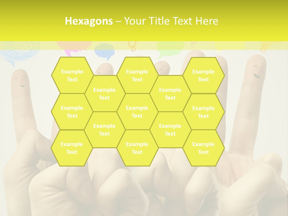 A Group Of Fingers With Faces Drawn On Them PowerPoint Template