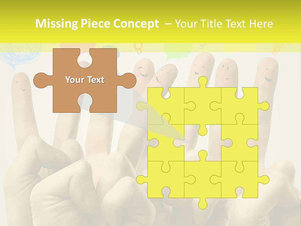 A Group Of Fingers With Faces Drawn On Them PowerPoint Template