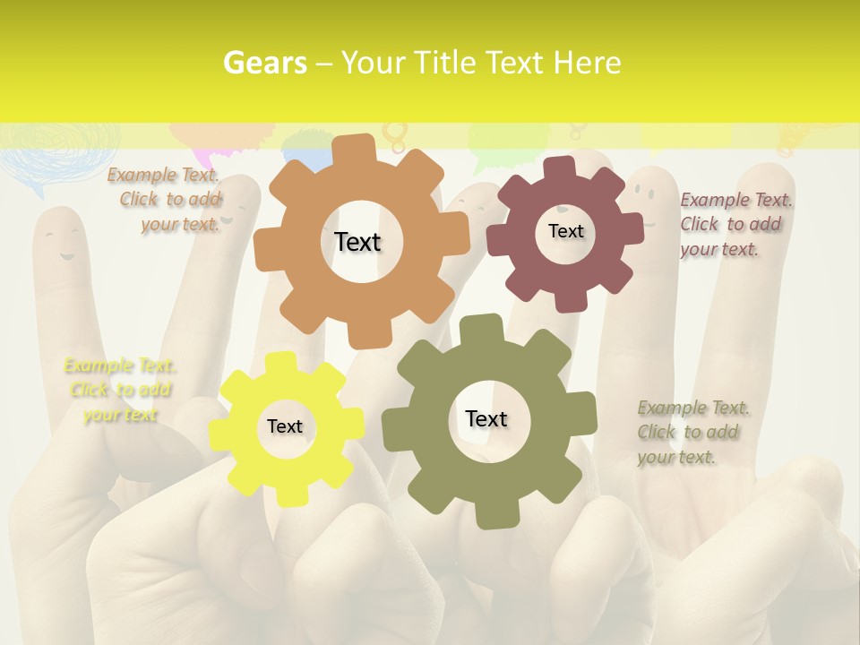 A Group Of Fingers With Faces Drawn On Them PowerPoint Template