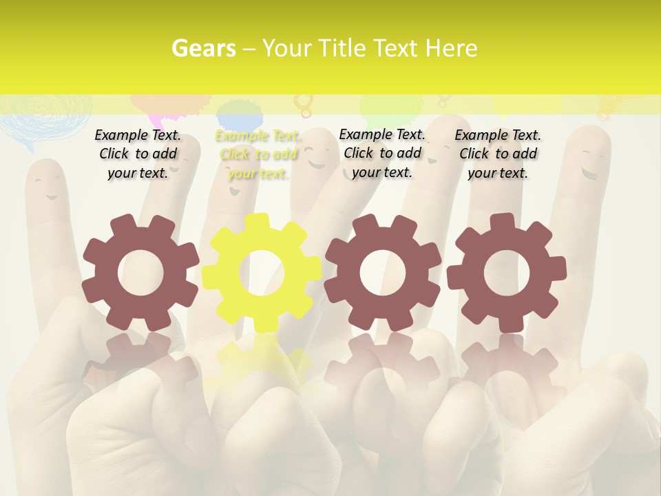 A Group Of Fingers With Faces Drawn On Them PowerPoint Template