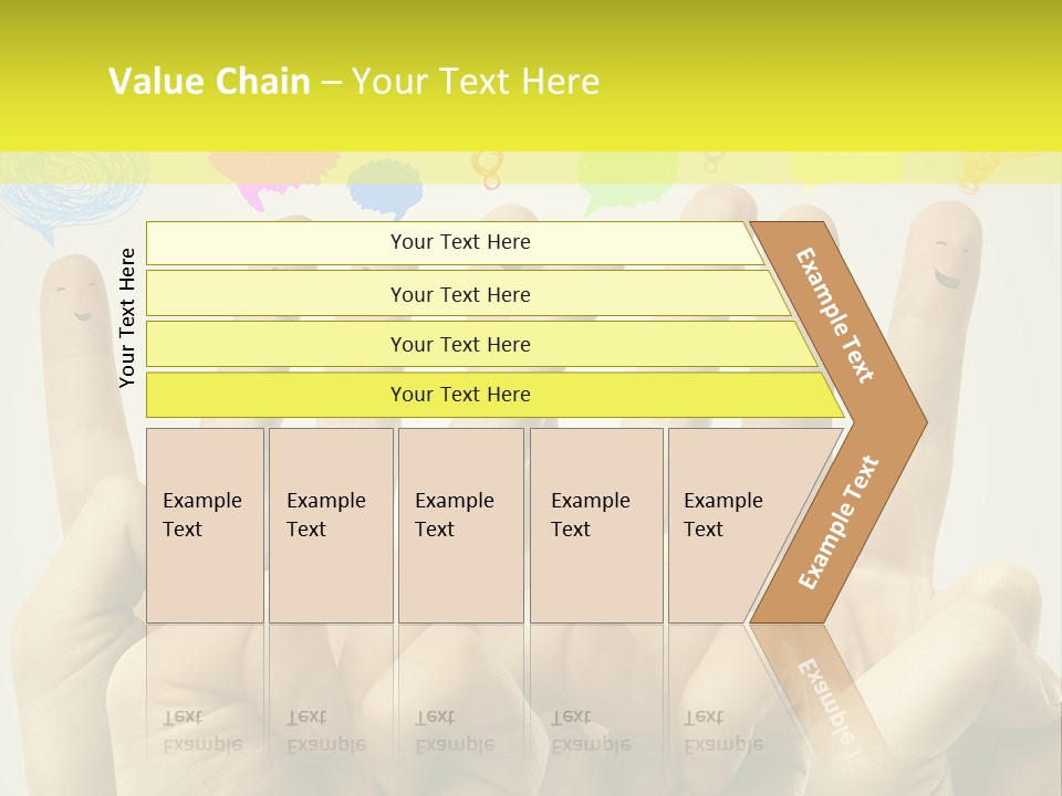 A Group Of Fingers With Faces Drawn On Them PowerPoint Template