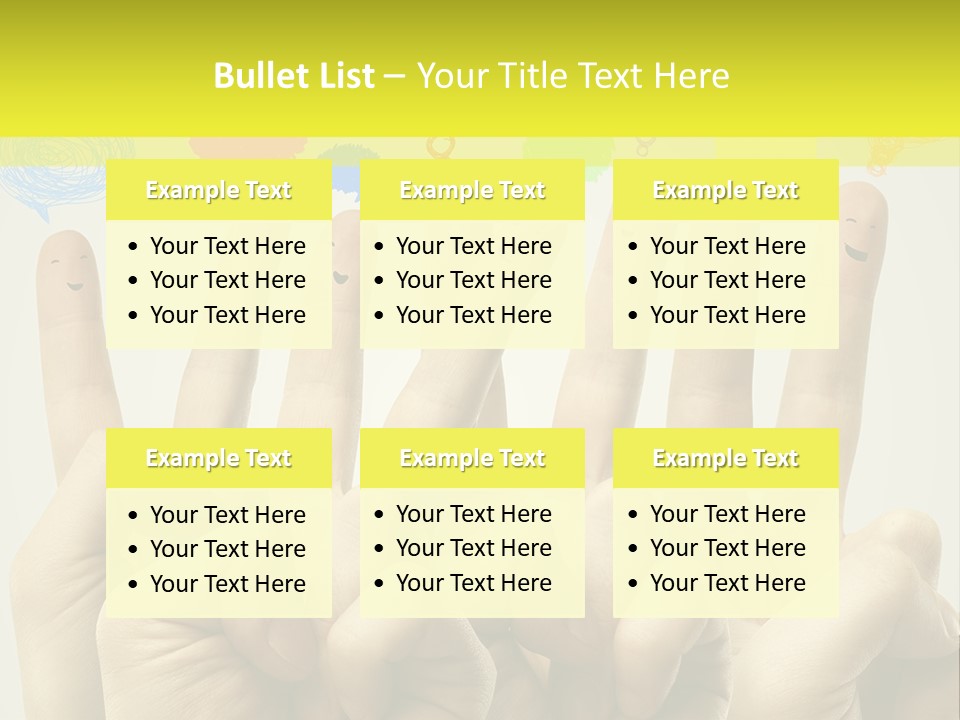 A Group Of Fingers With Faces Drawn On Them PowerPoint Template