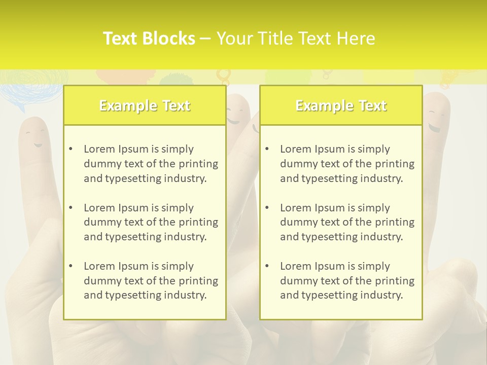 A Group Of Fingers With Faces Drawn On Them PowerPoint Template