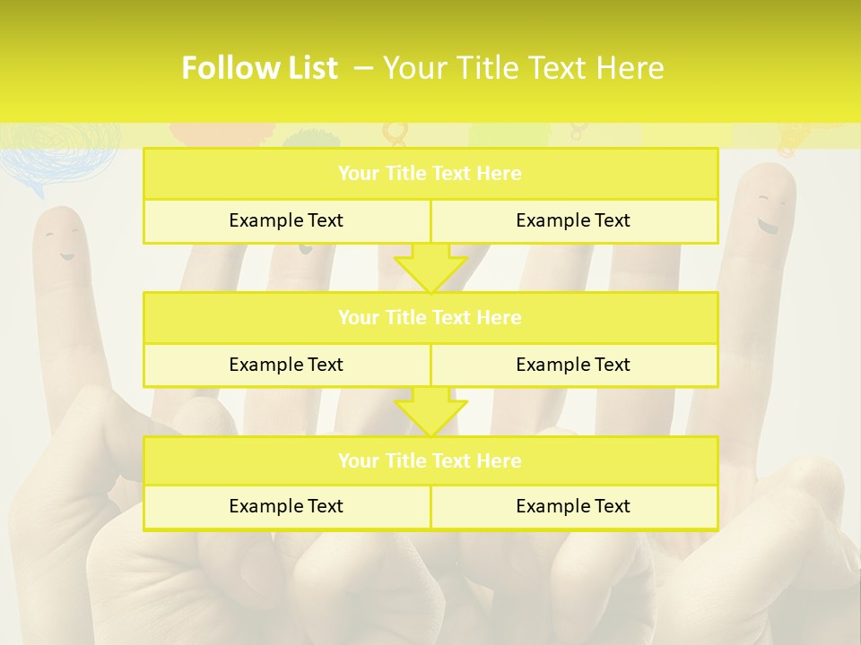 A Group Of Fingers With Faces Drawn On Them PowerPoint Template