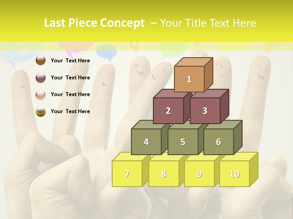 A Group Of Fingers With Faces Drawn On Them PowerPoint Template