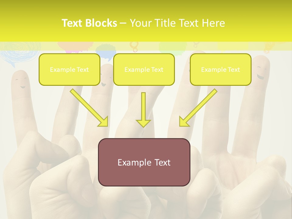 A Group Of Fingers With Faces Drawn On Them PowerPoint Template