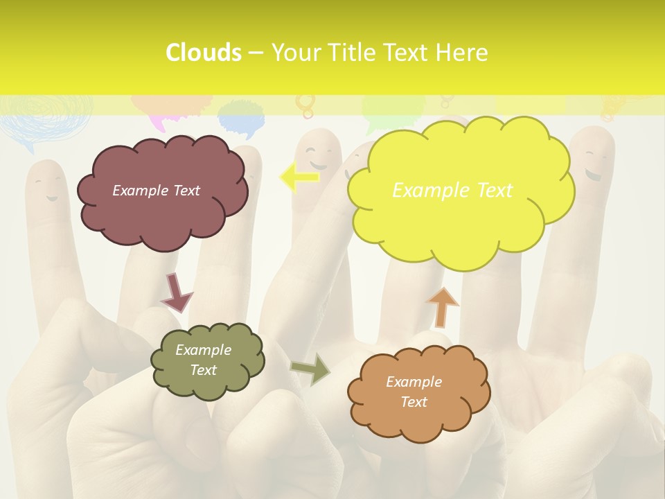A Group Of Fingers With Faces Drawn On Them PowerPoint Template