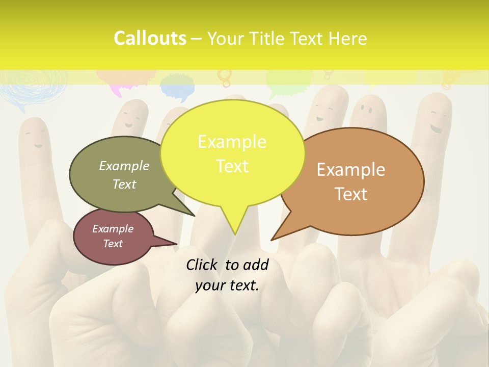 A Group Of Fingers With Faces Drawn On Them PowerPoint Template