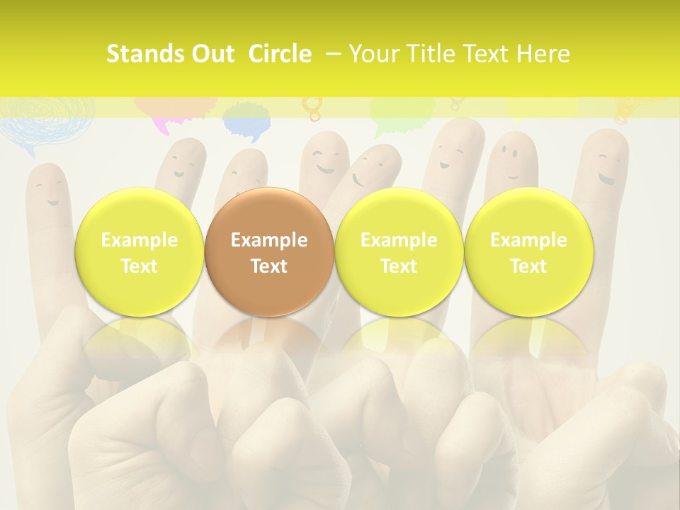 A Group Of Fingers With Faces Drawn On Them PowerPoint Template