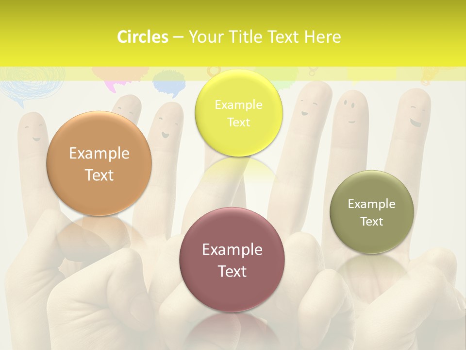 A Group Of Fingers With Faces Drawn On Them PowerPoint Template