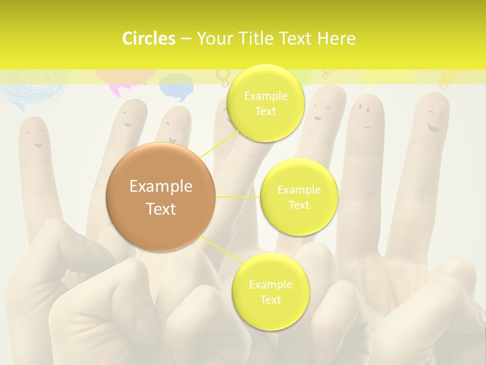 A Group Of Fingers With Faces Drawn On Them PowerPoint Template