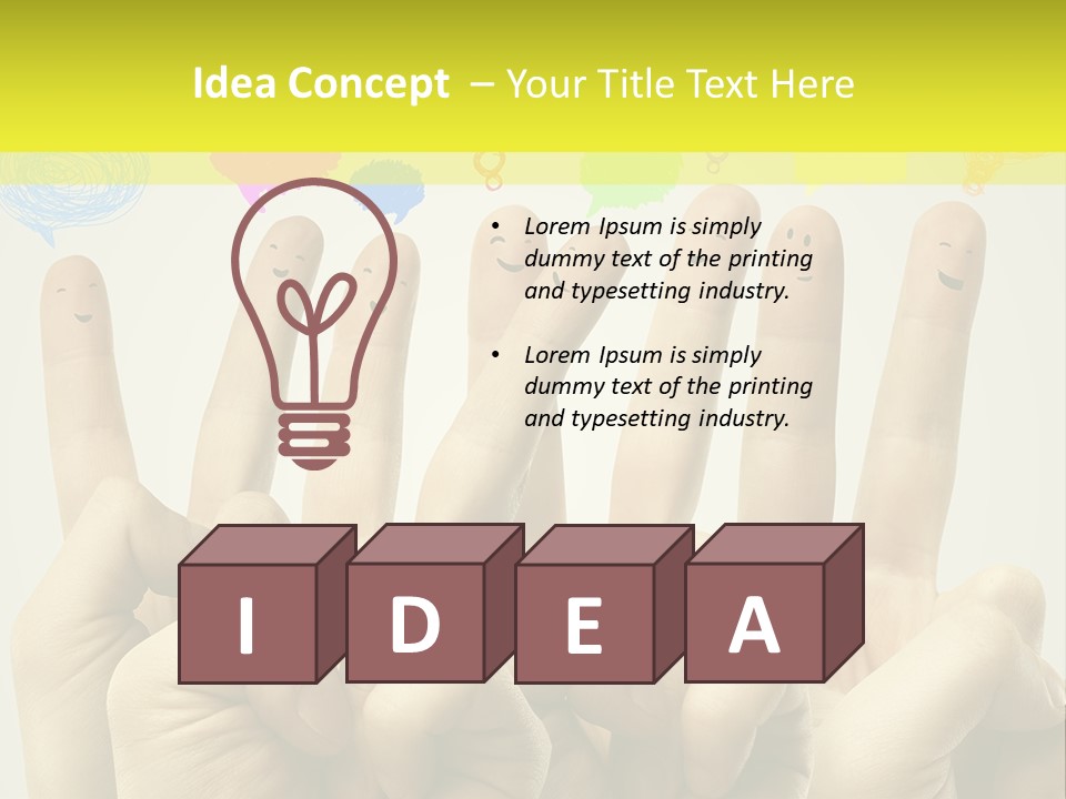 A Group Of Fingers With Faces Drawn On Them PowerPoint Template