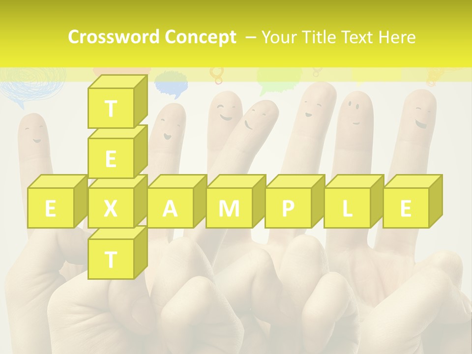 A Group Of Fingers With Faces Drawn On Them PowerPoint Template