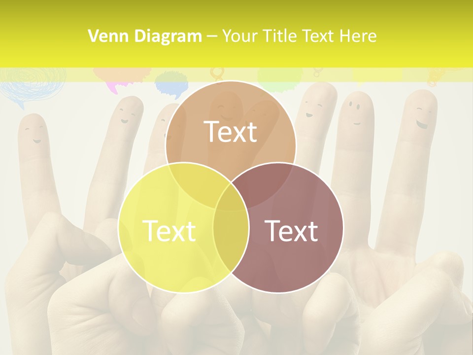 A Group Of Fingers With Faces Drawn On Them PowerPoint Template
