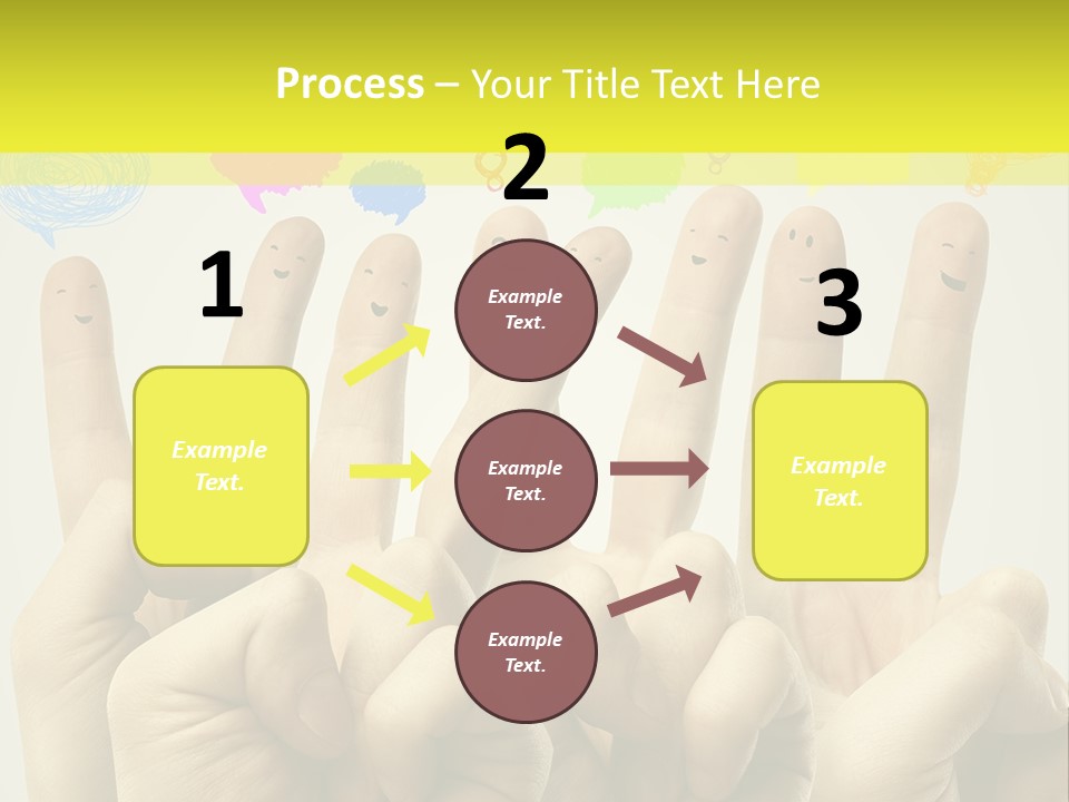 A Group Of Fingers With Faces Drawn On Them PowerPoint Template